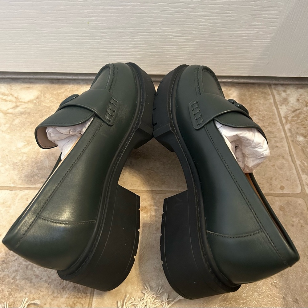 Coach Leah Amazon Green Leather Loafers Women’s Size 6.5 - Picture 4 of 9